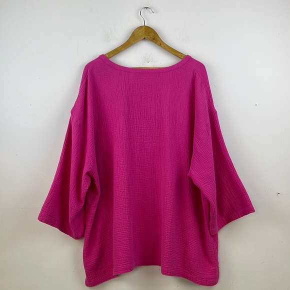 Soft Surroundings Cotton Gauze Tunic Top Size 3X Pink - Picture 5 of 7